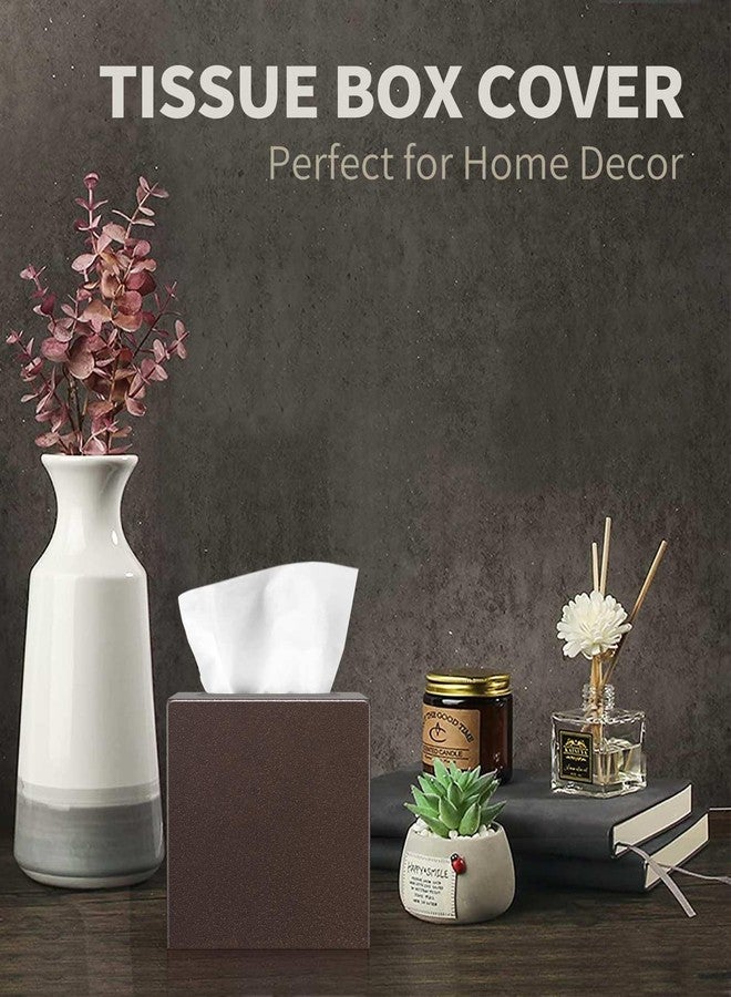 Livelab Metal Tissue Box Cover, Square Tissue Box Holder Modern Decor Facial Napkin Holder Dispenser for Bathroom Vanity Countertop, Living Room, Bedroom, Office | Brown Pebble Grain - Image 3